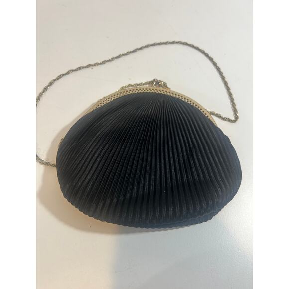 Vintage Y2K 90s Claire's Black Satin Quilted Round Evening Clutch Bag 7" x 8" - Picture 3 of 3